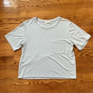 Aritzia Wilfred Free Light Blue Boxy Shortsleeve Shirt